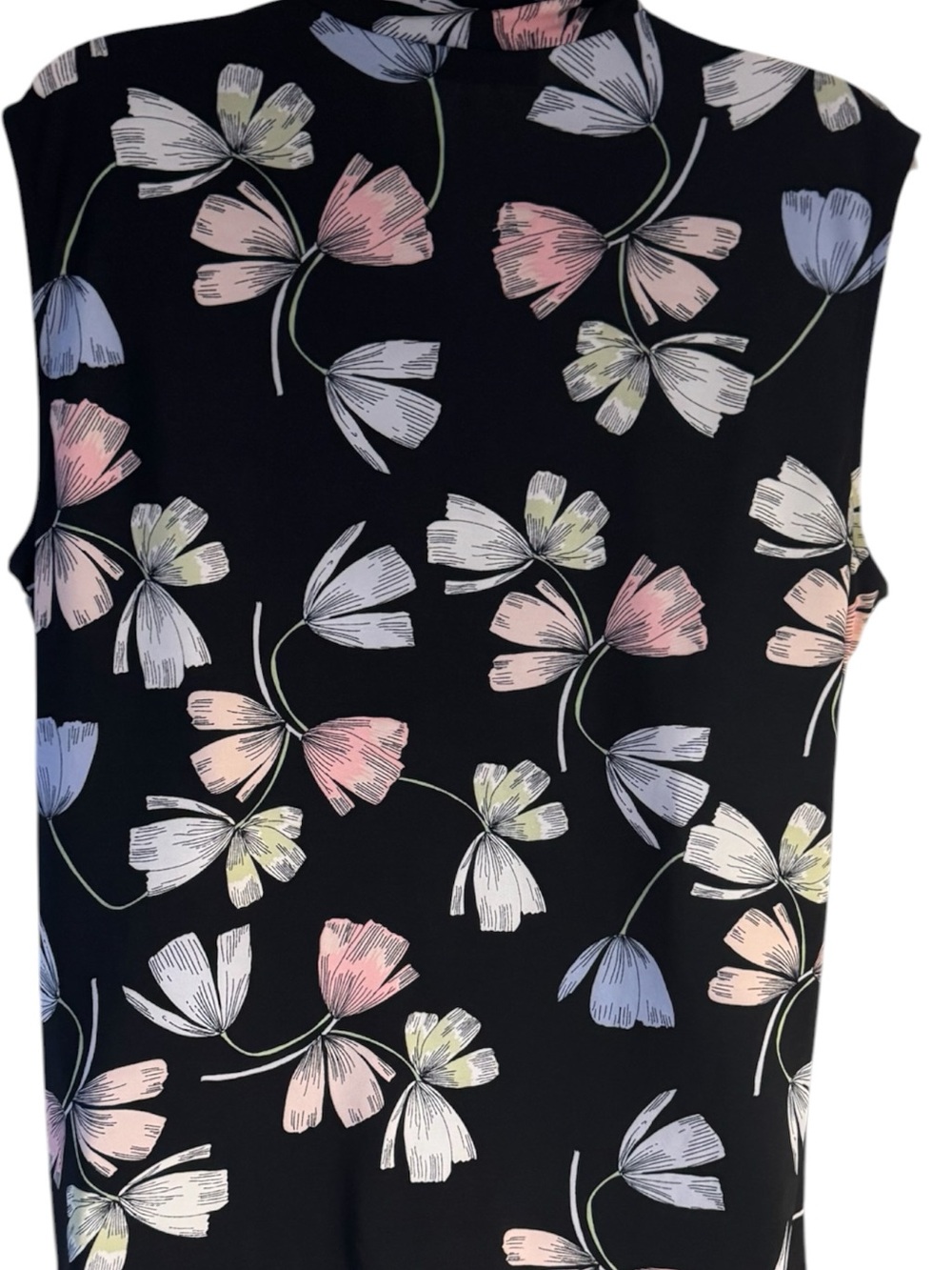 Nine West Pretty Black Floral Sleeveless V-Neck Top  LARGE/XLARGE    #M - Picture 3 of 5